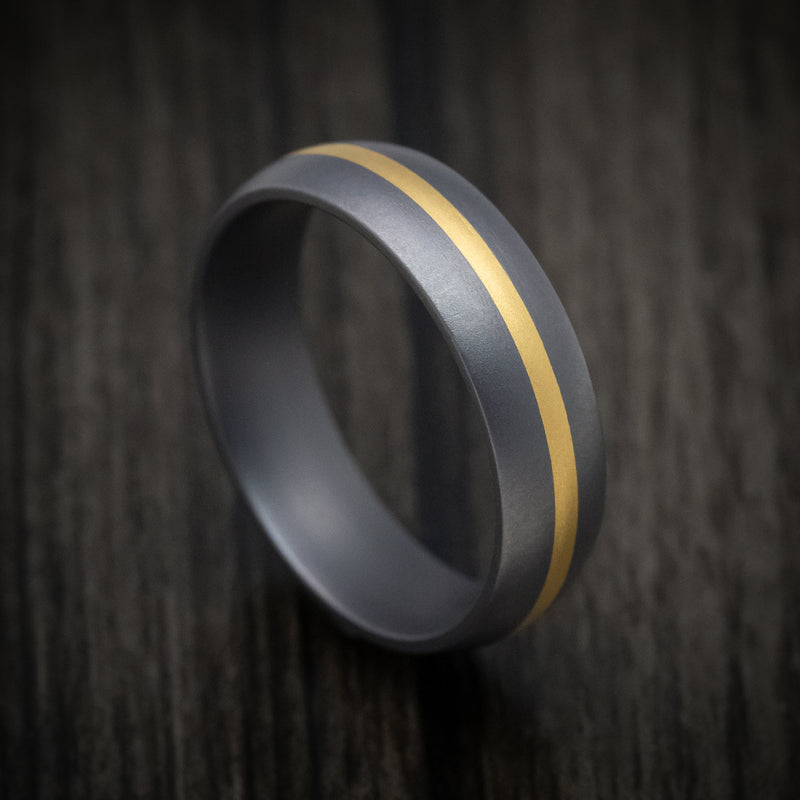 Tantalum Men's Ring with 22K Yellow Gold Inlay