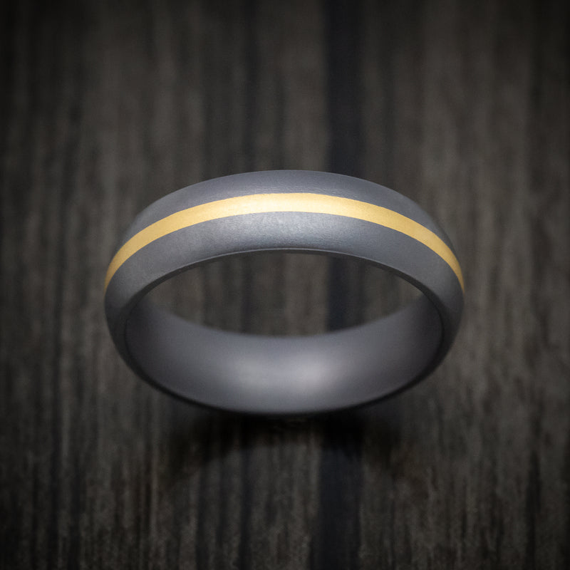 Tantalum Men's Ring with 22K Yellow Gold Inlay