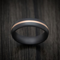 Black Ceramic Men's Ring with 14K Rose Gold Inlay