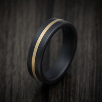 Black Ceramic Men's Ring with 14K Yellow Gold Inlay