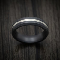 Black Ceramic Men's Ring with 14K White Gold Inlay
