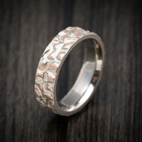 White Gold, Silver and Rose Gold Mokume Gane Custom Made Men's Ring