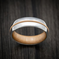 Cobalt Men's Ring with Guitar String Inlay and Wood Sleeve