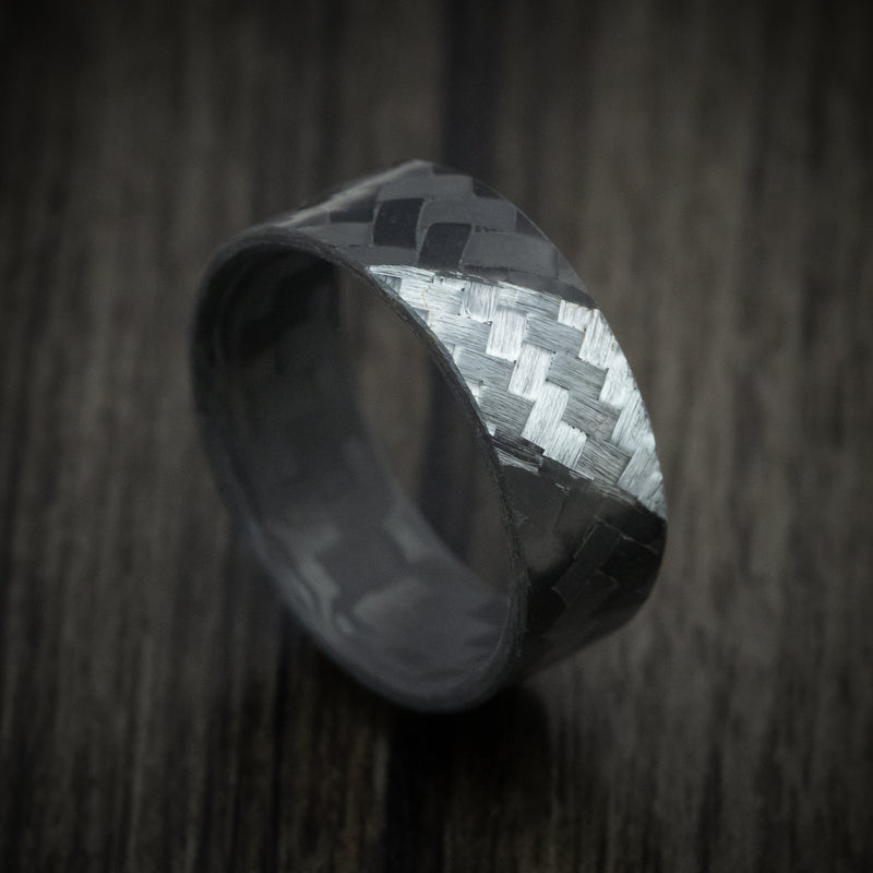 Angled Carbon Fiber Ring with Silver Texalium Slash Inlay