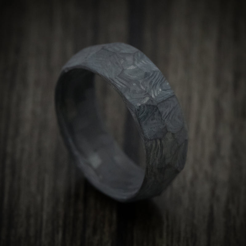Faceted Carbon Fiber Men's Ring Custom Made Band
