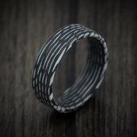 Carbon Fiber and White Wave Pattern Ring
