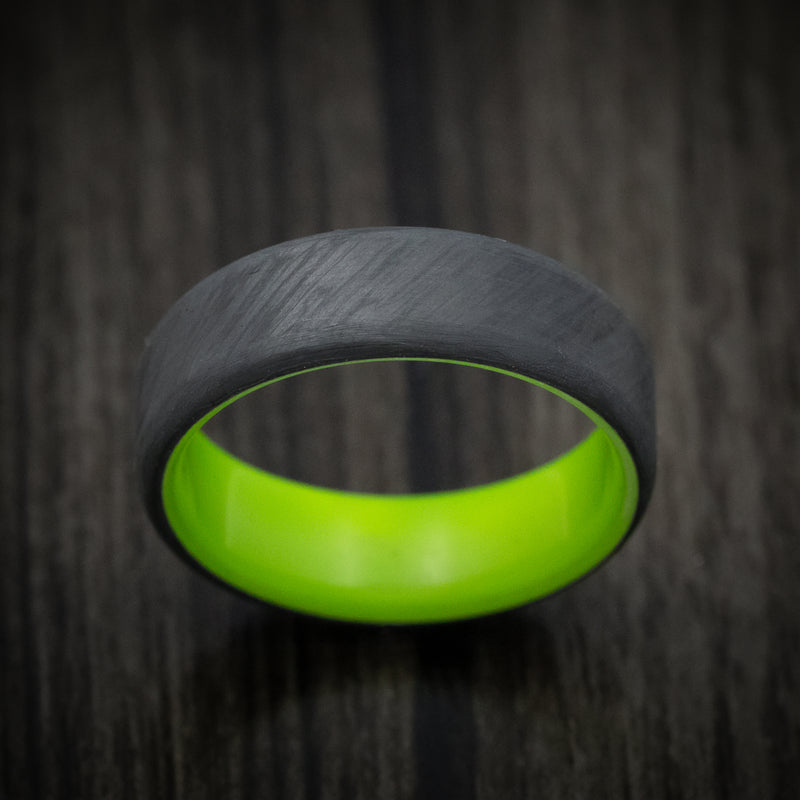 Carbon Fiber Men's Ring with Yellow Glow Sleeve