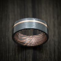 Black Zirconium and 14K Gold Distressed Men's Ring with Darkened Superconductor Sleeve Custom Made Band