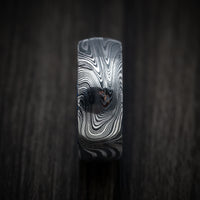 Marble Kuro Damascus Steel and DiamondCast Sleeve Men's Ring Custom Made