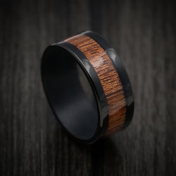 Black Tantalum Band with Wood Inlay Custom Made Men's Ring