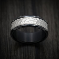 Black Tantalum Band with Hammered Titanium Inlay Custom Made Men's Ring