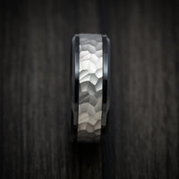 Black Tantalum Band with Hammered Titanium Inlay Custom Made Men's Ring