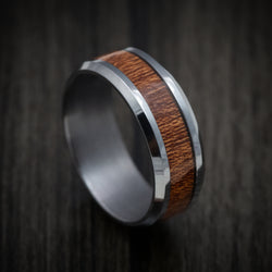 Tantalum Band with Wood Inlay Custom Made Men's Ring