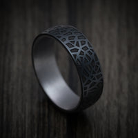 Carbon Fiber Band with Organic Design and Tantalum Sleeve Custom Made Men's Ring