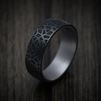 Carbon Fiber Band with Organic Design and Tantalum Sleeve Custom Made Men's Ring