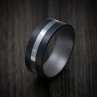 Tantalum Band with Carbon Fiber Inlays Custom Made Men's Ring