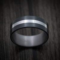 Tantalum Band with Carbon Fiber Inlays Custom Made Men's Ring