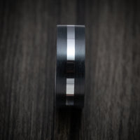 Tantalum Band with Carbon Fiber Inlays Custom Made Men's Ring