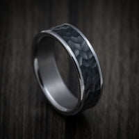 Tantalum Band with Hammered Carbon Fiber Inlay Custom Made Men's Ring