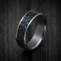 Tantalum Band with Hammered Carbon Fiber Inlay Custom Made Men's Ring