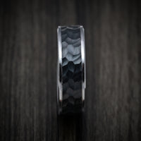 Tantalum Band with Hammered Carbon Fiber Inlay Custom Made Men's Ring