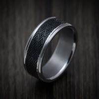 Tantalum Band with Harlequin Pattern Carbon Fiber Inlay Custom Made Men's Ring