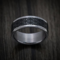 Tantalum Band with Harlequin Pattern Carbon Fiber Inlay Custom Made Men's Ring