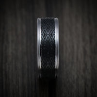 Tantalum Band with Harlequin Pattern Carbon Fiber Inlay Custom Made Men's Ring