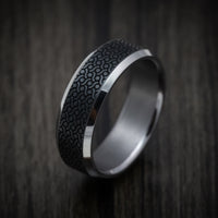 Tantalum Band with Patterned Carbon Fiber Inlay Custom Made Men's Ring