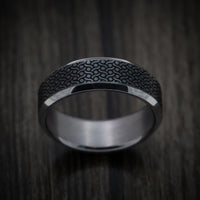 Tantalum Band with Patterned Carbon Fiber Inlay Custom Made Men's Ring