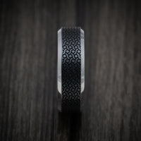 Tantalum Band with Patterned Carbon Fiber Inlay Custom Made Men's Ring