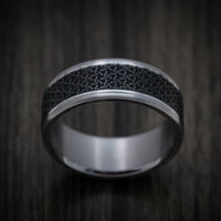 Tantalum Band with Geometric Pattern Carbon Fiber Inlay Custom Made Men's Ring