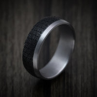 Tantalum Band with Harlequin Pattern Carbon Fiber Inlay Custom Made Men's Ring