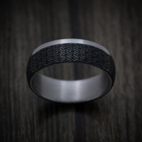 Tantalum Band with Harlequin Pattern Carbon Fiber Inlay Custom Made Men's Ring