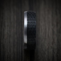 Tantalum Band with Harlequin Pattern Carbon Fiber Inlay Custom Made Men's Ring