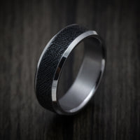 Tantalum Band with Patterned Carbon Fiber Inlay Custom Made Men's Ring