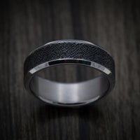 Tantalum Band with Patterned Carbon Fiber Inlay Custom Made Men's Ring