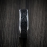 Tantalum Band with Patterned Carbon Fiber Inlay Custom Made Men's Ring