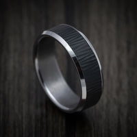 Tantalum Band with Patterned Carbon Fiber Inlay Custom Made Men's Ring