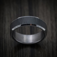 Tantalum Band with Patterned Carbon Fiber Inlay Custom Made Men's Ring