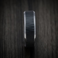 Tantalum Band with Patterned Carbon Fiber Inlay Custom Made Men's Ring