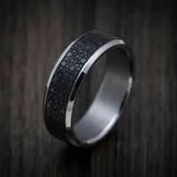 Tantalum Band with Patterned Carbon Fiber Inlay Custom Made Men's Ring