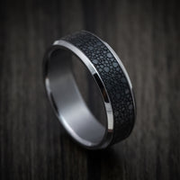 Tantalum Band with Patterned Carbon Fiber Inlay Custom Made Men's Ring