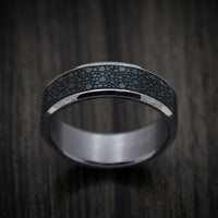 Tantalum Band with Patterned Carbon Fiber Inlay Custom Made Men's Ring