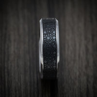 Tantalum Band with Patterned Carbon Fiber Inlay Custom Made Men's Ring