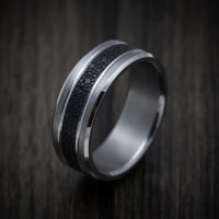 Tantalum Band with Patterned Carbon Fiber Inlay Custom Made Men's Ring