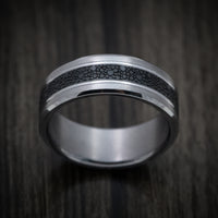 Tantalum Band with Patterned Carbon Fiber Inlay Custom Made Men's Ring