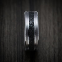 Tantalum Band with Patterned Carbon Fiber Inlay Custom Made Men's Ring