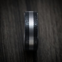 Tantalum Band with Patterned Carbon Fiber Inlays Custom Made Men's Ring