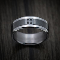 Tantalum Band with Black Titanium Inlay and Black Diamonds Custom Made Men's Ring